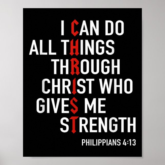 Póster I Can Do All Things Through Christ God Christian B (Frente)