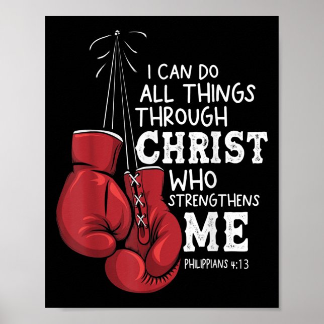 Póster I Can Do Things Christian Boxing Quote Philipans 4 (Frente)