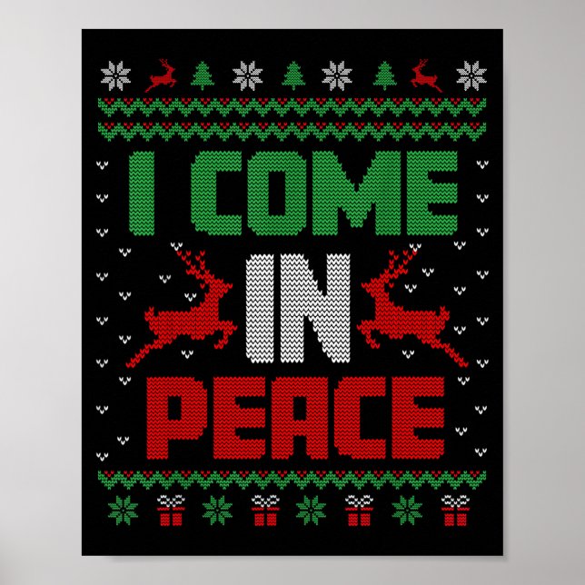 Póster I Come In Peace Couple Matching Ugly Christmas Swe (Frente)