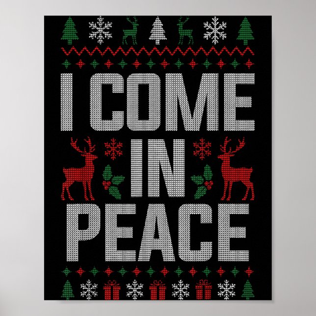 Póster I Come In Peace Couple Matching Ugly Christmas Swe (Frente)