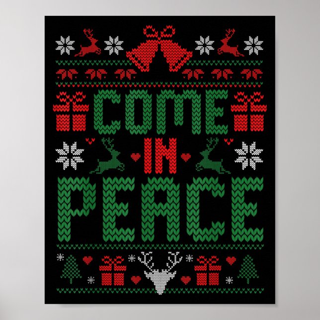 Póster I Come In Peace Couple Matching Ugly Christmas Swe (Frente)