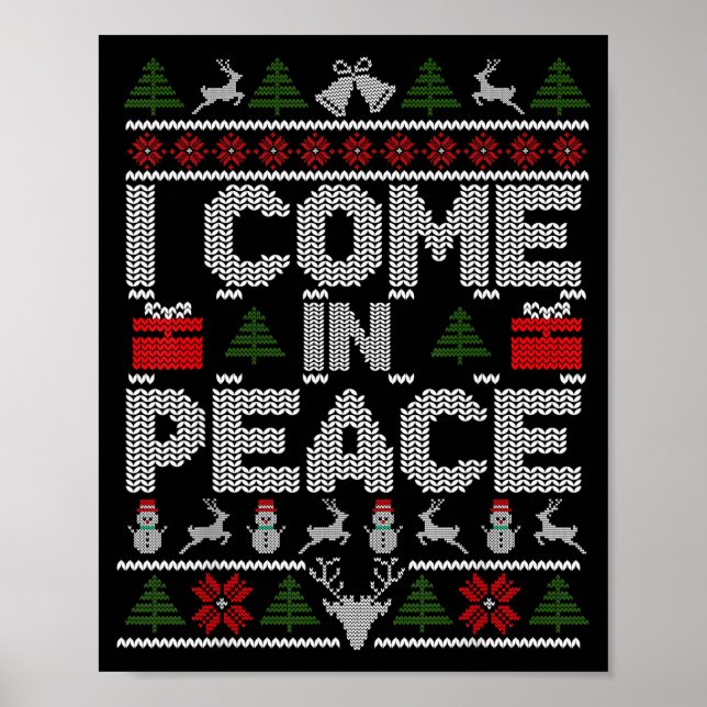 Póster I Come In Peace Couple Matching Ugly Christmas Swe (Frente)