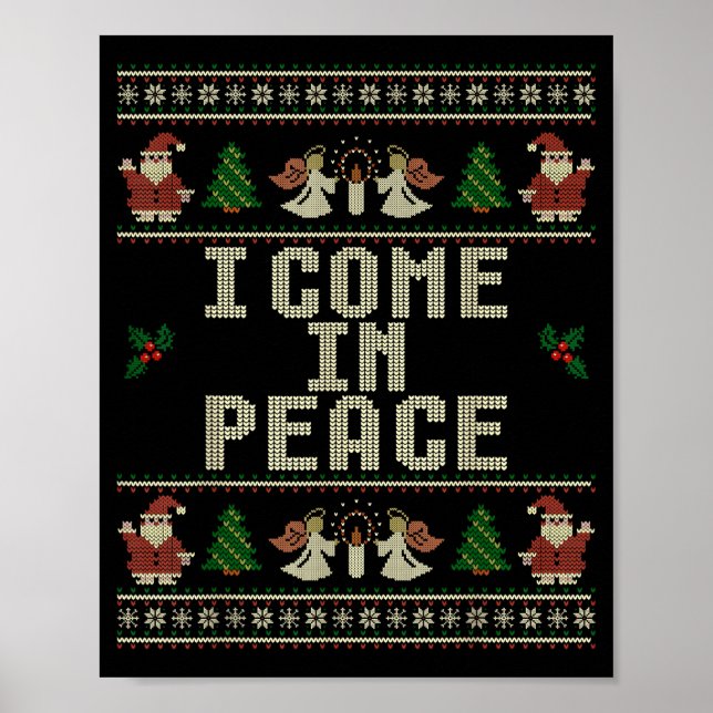Póster I Come In Peace Couple Matching Ugly Christmas Swe (Frente)