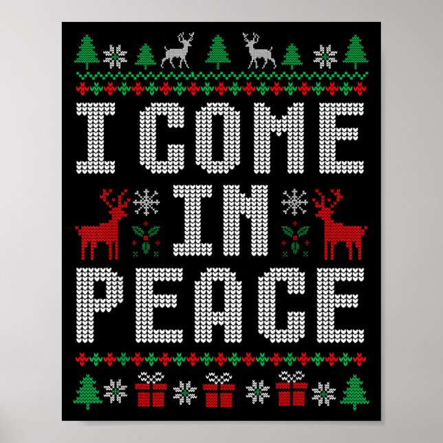 Póster I Come In Peace Couple Matching Ugly Christmas Swe (Frente)