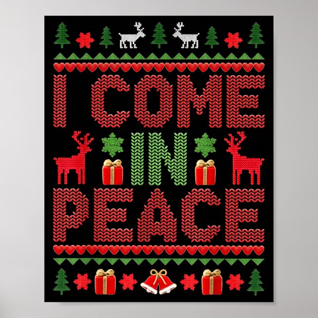 Póster I Come In Peace Couple Matching Ugly Christmas Swe (Frente)