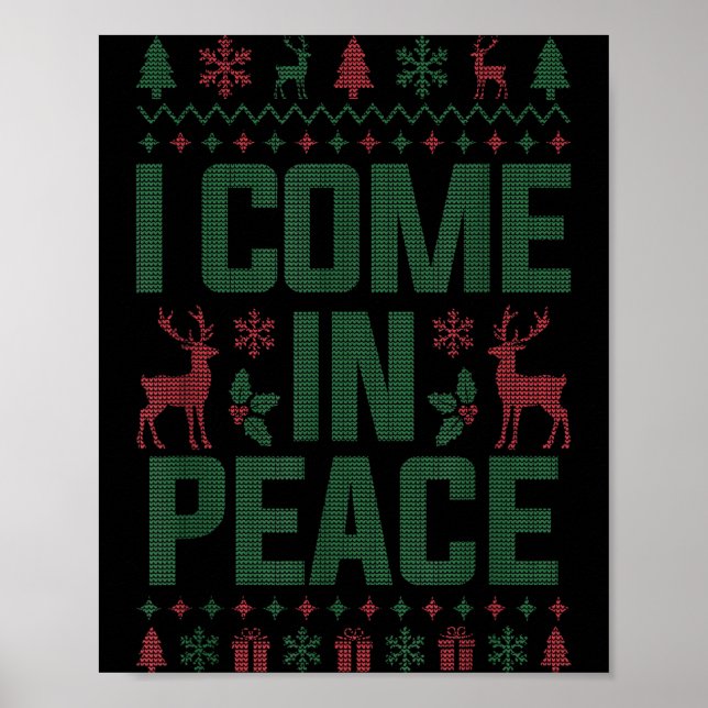 Póster I Come In Peace Couple Matching Ugly Christmas Swe (Frente)
