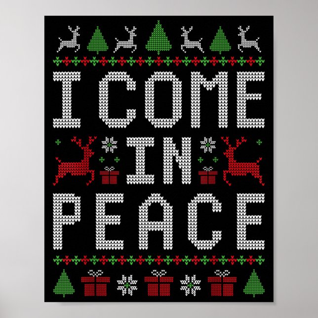 Póster I Come In Peace Couple Matching Ugly Christmas Swe (Frente)