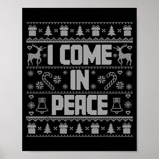 Póster I Come In Peace Couple Matching Ugly Christmas Swe (Frente)
