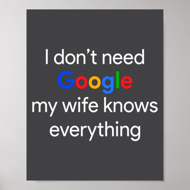Póster I Don't Need Google, My Wife Knows Everything Funn (Frente)