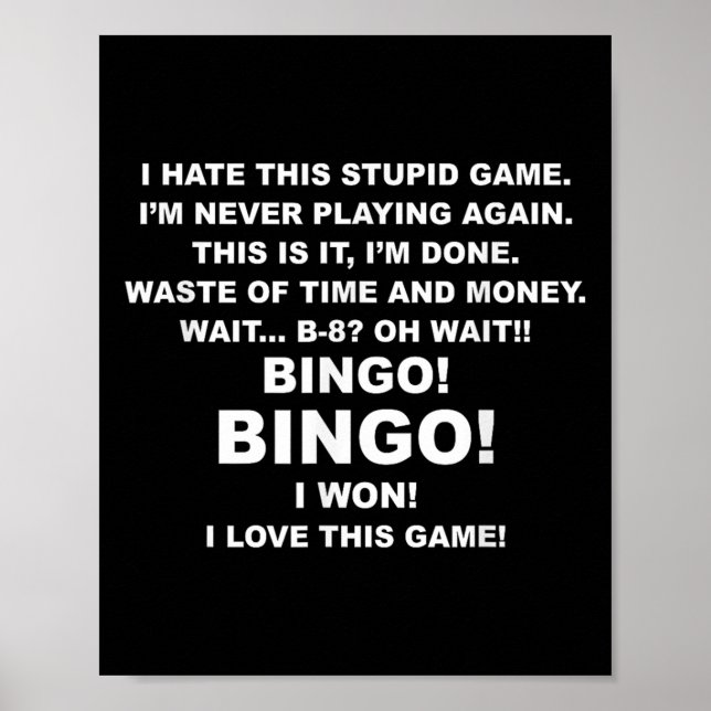 Póster I Hate This Stud Game I'm Never Playing Again Bing (Frente)