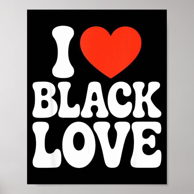 Póster I Heart Black Love Couple Matching Couples African (Frente)