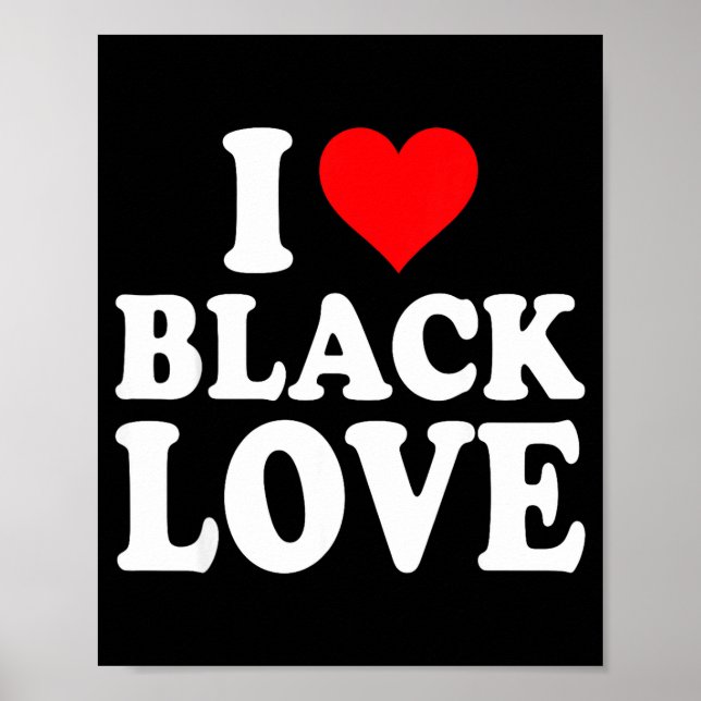 Póster I Heart Black Love Cute Matching Couples African A (Frente)