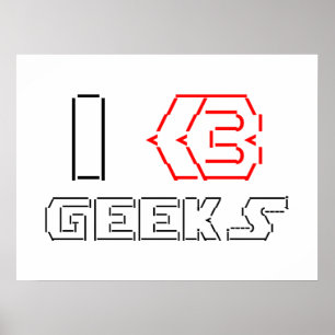 Póster I Heart Geeks ASCII ART