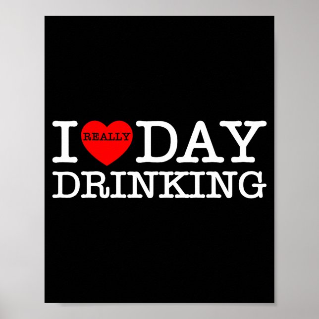 Póster I Heart Love Day Drinking Party Funny Barbecue Fam (Frente)