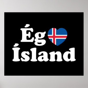 Póster I Heart (Love) Islandia [Ég Elska Ísland] Islandés