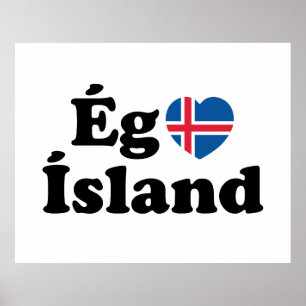 Póster I Heart (Love) Islandia [Ég Elska Ísland] Islandés