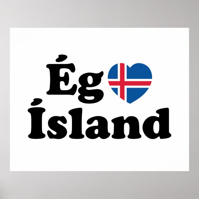 Póster I Heart (Love) Islandia [Ég Elska Ísland] Islandés (Frente)