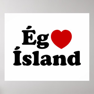 Póster I Heart (Love) Islandia [Ég Elska Ísland] Islandés