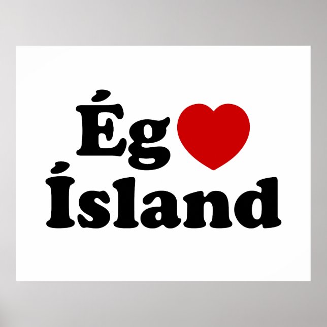 Póster I Heart (Love) Islandia [Ég Elska Ísland] Islandés (Frente)