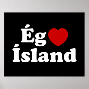Póster I Heart (Love) Islandia [Ég Elska Ísland] Islandés