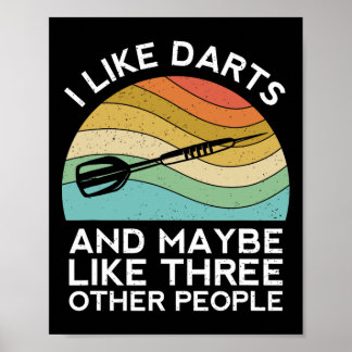 Póster I Like Darts Cricket Dart 501 Beer Retro Funny Thr