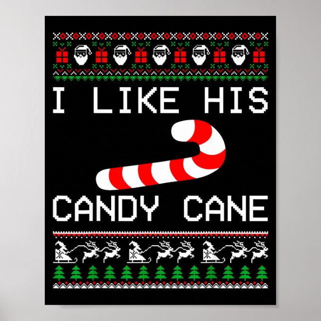 Póster I Like His Candy Cane Couple Matching Christmas Me (Frente)