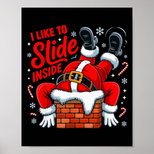 Póster I Like To Slide Inside Funny Santa Couple Matching (Frente)