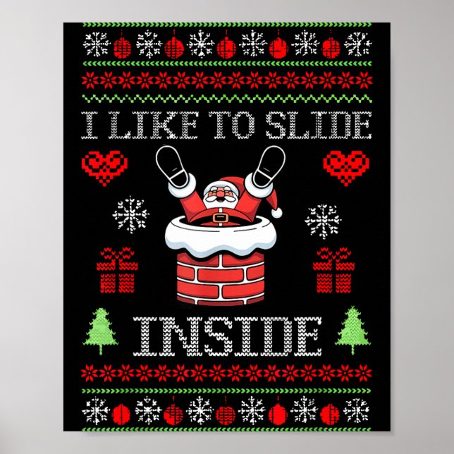 Póster I Like To Slide Inside Funny Santa Couple Matching (Frente)