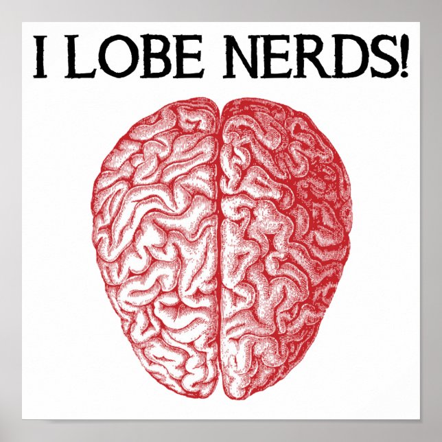 Póster I Lobe Nerds Love Funny Poster Rótulo (Frente)