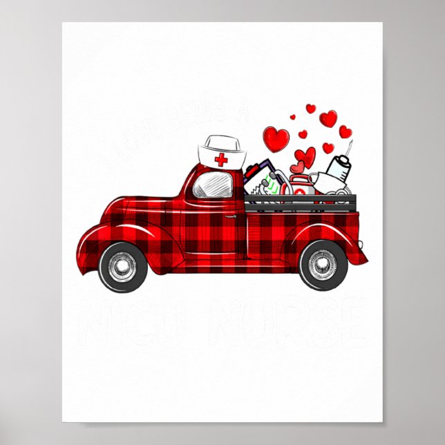 Póster I Love Being A Nicu Nurse Valentine Buffalo Plaid  (Frente)