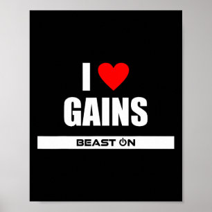 Póster I Love Gains Bodybuilding Gainz Gym Fitness Traini
