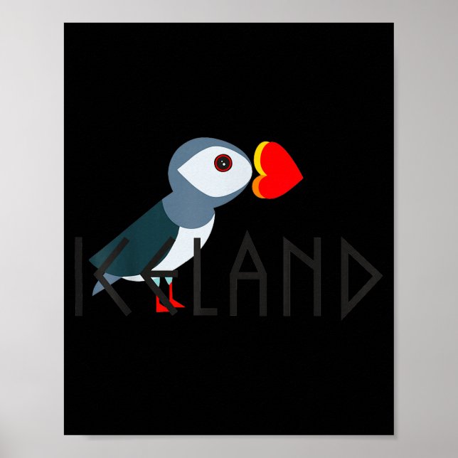 Póster I Love Iceland Puffin Icelandic Gift  (Frente)