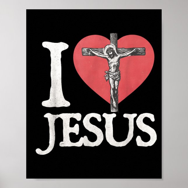 Póster I Love Jesus Retro Christian Religious For Men Wom (Frente)