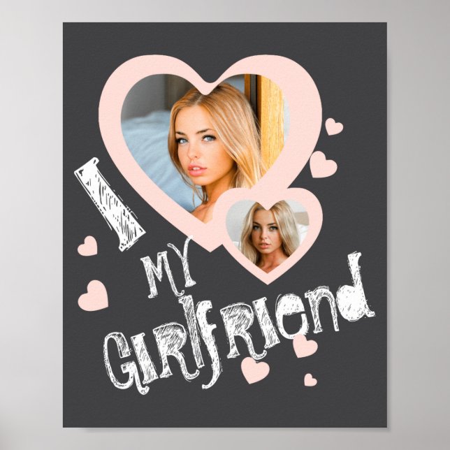 Póster I Love My Girlfriend Chalkboard Doodles Black Cute (Frente)