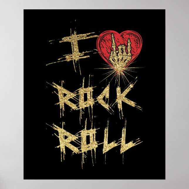 Póster I Love Rock And Roll Vintage Style (Frente)