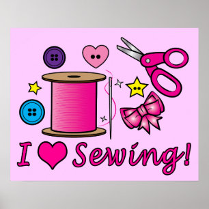 Póster I Love Sewing!