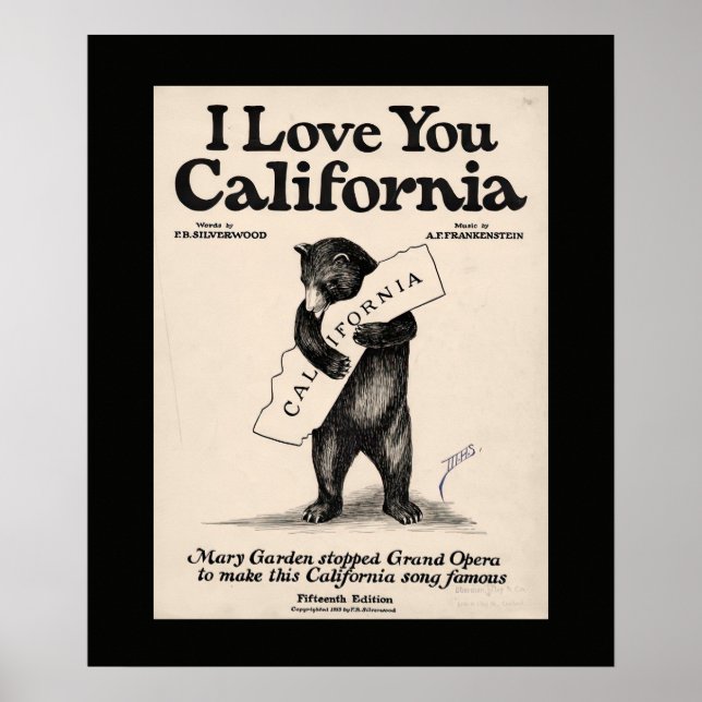 Póster I Love You California Bear (Frente)