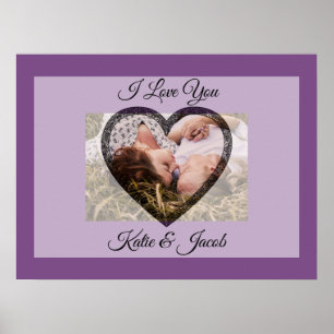 Póster I Love You personalized Photo Purple Poster