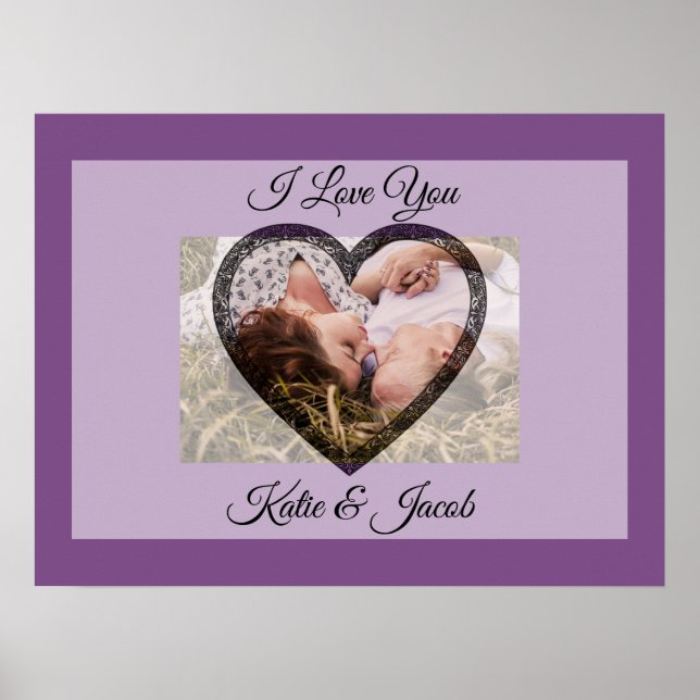 Póster I Love You personalized Photo Purple Poster (Frente)