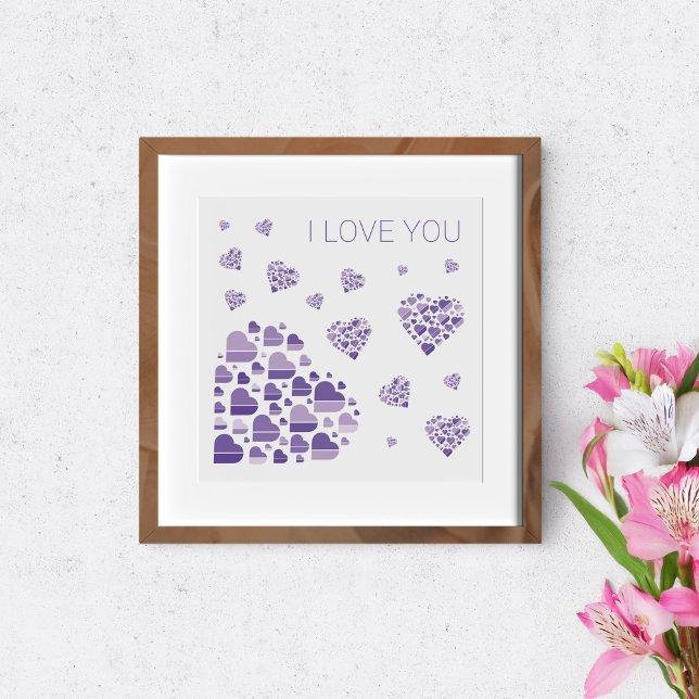 Póster I Love You. Sencillos corazones morados. (Subido por el creador)