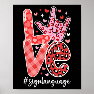 Póster I Love You Sign Language Asl Valentine's Day Deaf