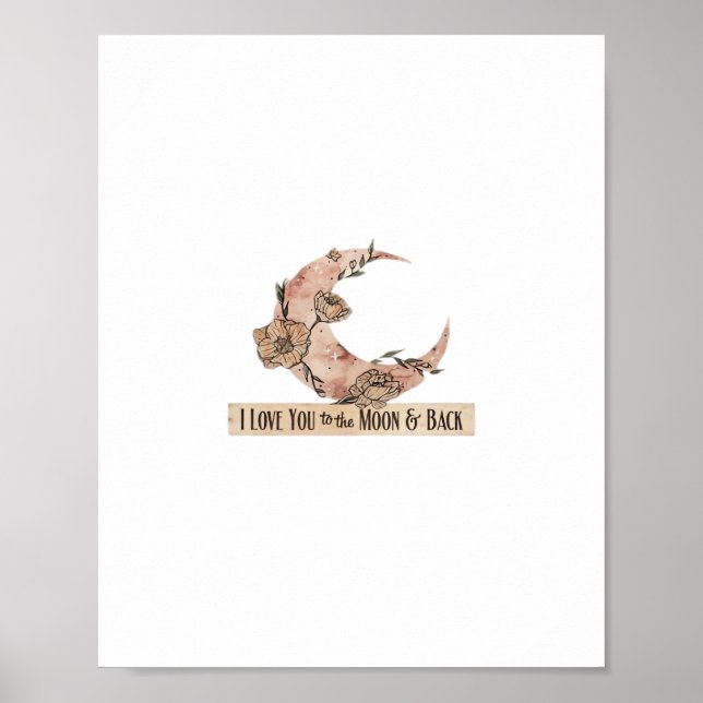 Póster I Love You To The Moon And Back Heartfelt Clean De (Frente)