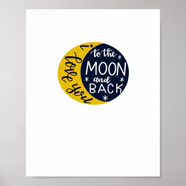 Póster I Love You To The Moon And Back Minimal Refined De (Frente)
