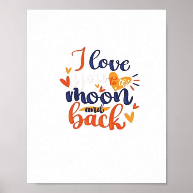 Póster I Love You To The Moon And Back Modern Romantic De (Frente)