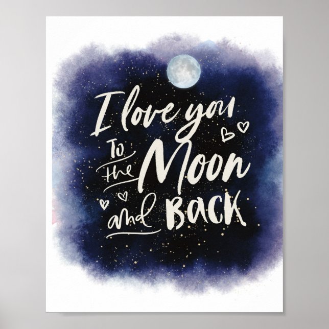 Póster I love you to the moon and back text art print (Frente)