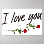 Póster I LOVE YOU Two Red Roses<br><div class="desc">A fun poster perfect to pin up on a board or stick on any wall in your room!</div>