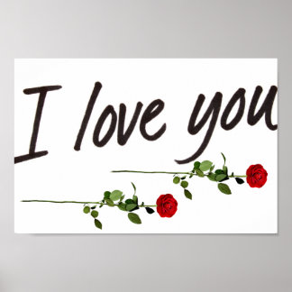 Póster I LOVE YOU Two Red Roses