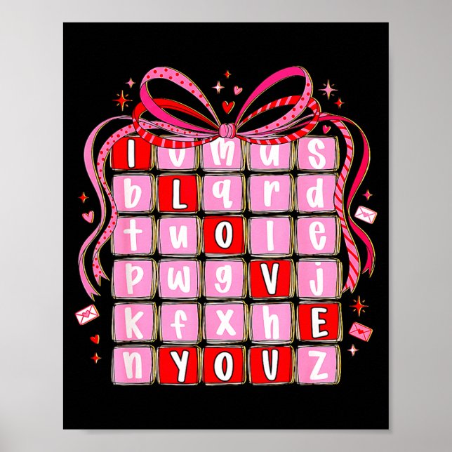 Póster I Love You Valentine Kids Preppy Valentine's Day L (Frente)