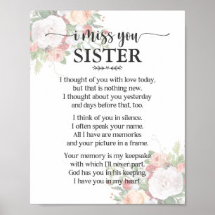 Póster I Miss You Sister Poem Poster