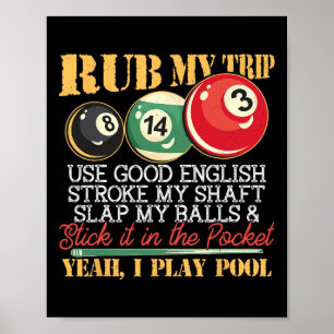 Póster I Pool Billiards Puns Rub My Tip Stroft My Shaft G